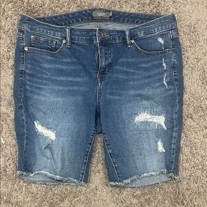 Torrid Women's Dark Blue Ripped Jean Shorts